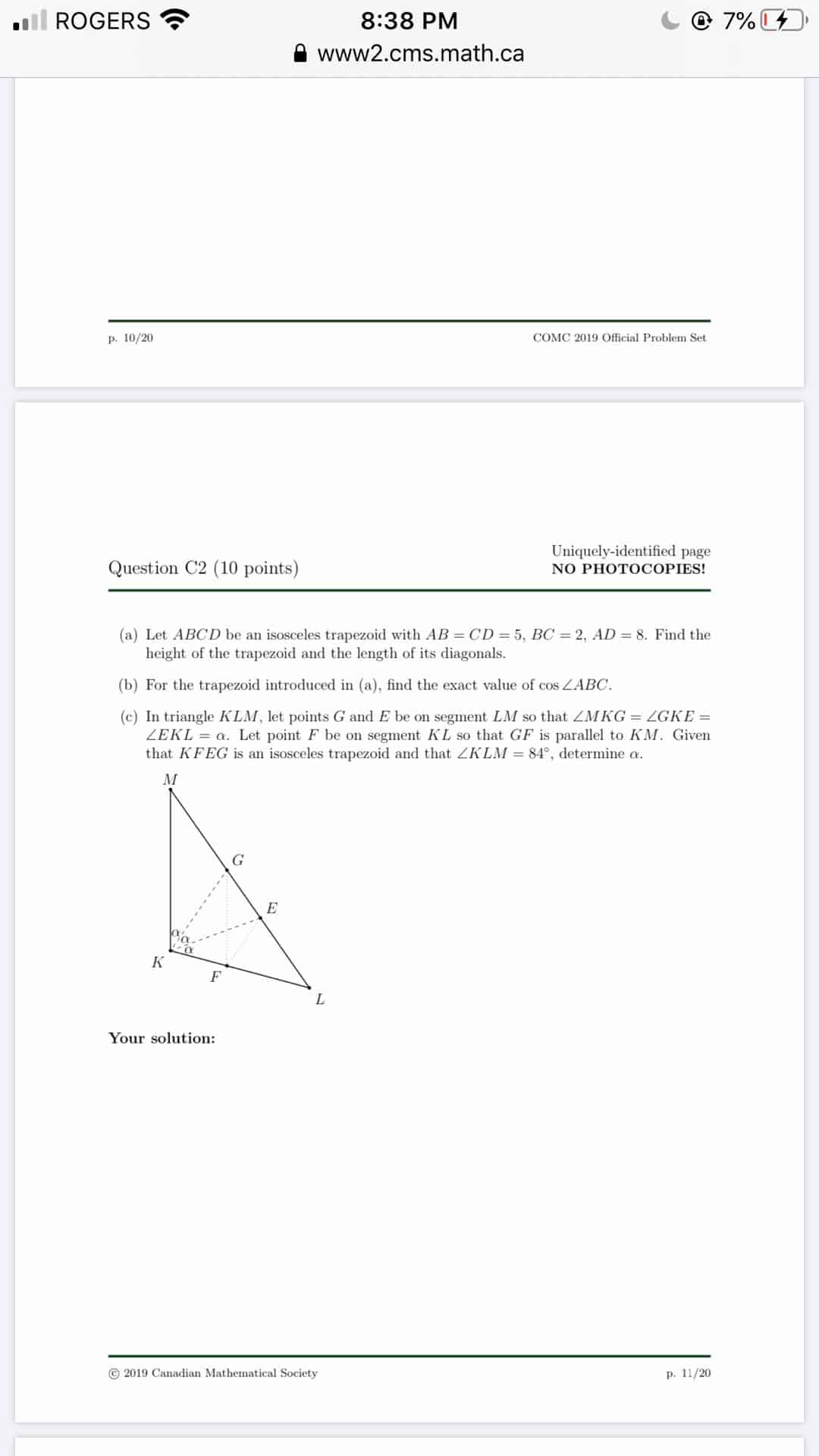 数学代写| 加拿大数学公开赛 CANADIAN OPEN MATHEMATICS CHALLENGE代考 代写 代写 | UprivateTA ...